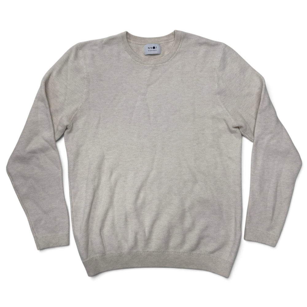 NN07 No Nationality Hubert 6194 Cream Beige Textured Crewneck Sweater Mens Large